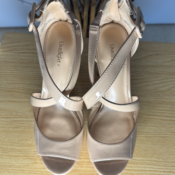 Limelight Lainey Beige Platform Sandals Block High Heel Size 8 1/2 Dress Shoe - Picture 6 of 6